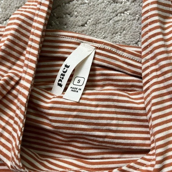 Pact Organic Cotton Shell Stripe Fit & Flare Halter Dress - S - Picture 8 of 12